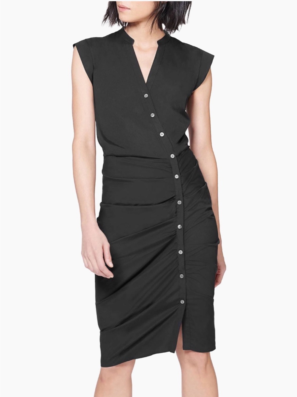 Veronica Beard Button-Front Ruched Shirtdress